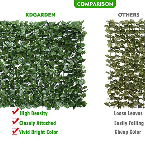 Kdgarden 99"X39" Artificial Hedge Panels Faux Ivy Fence Leaf And Vine Privacy Screen Uv-Protected Decorative Trellis Wall Screen For Outdoor Garden And Yard Decoration, Dark Green #TOP4