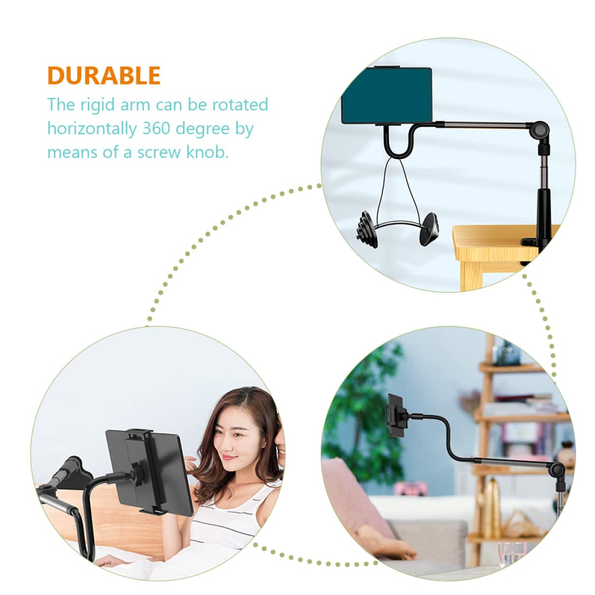 Holibanna Soporte de Teléfono para Escritorio Cuello de Cisne, Rotación 360° y Pinza 0-75mm, Adecuado para Grabación y Uso en Cama