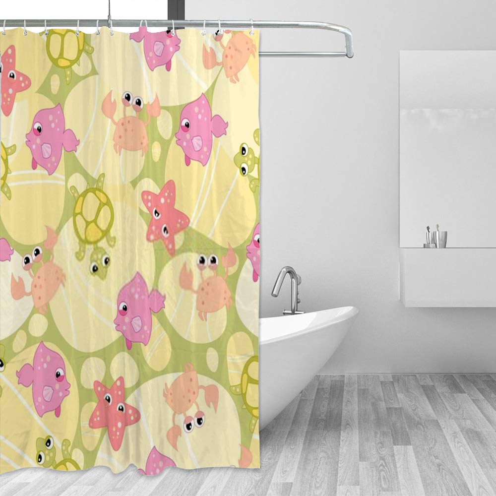 Rideau de douche animaux sous-marins en tissu polyester imperméable pour baignoire d'enfants