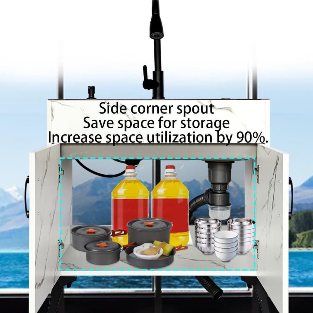 23.6-29.5In Stainless Steel Laundry Sink,Freestanding Utility Sink,Kitchen Sink And Cabinet Combo,with Pull-Out Faucet,Nano-Coated,Ideal for Bathroom,Garage And Outdoor,White,750 * 450mm