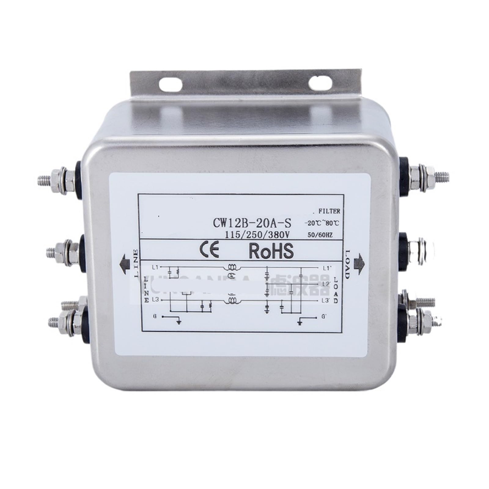 CAAUYXZW Three-Phase Three-Wire AC Power Filter Inverter CW12B 60A 50A Screw Interface(CW12B-20A-S)