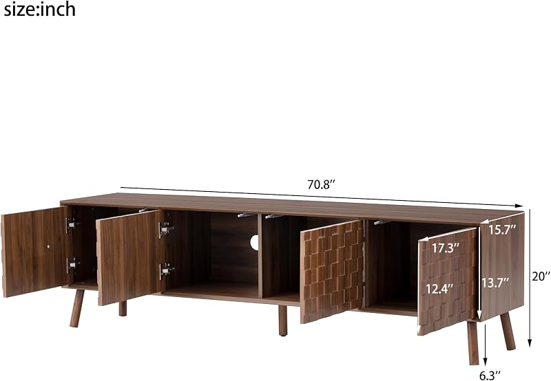Merax 70" Mosaic Walnut TV Stand for TVs Up to 80" image 7
