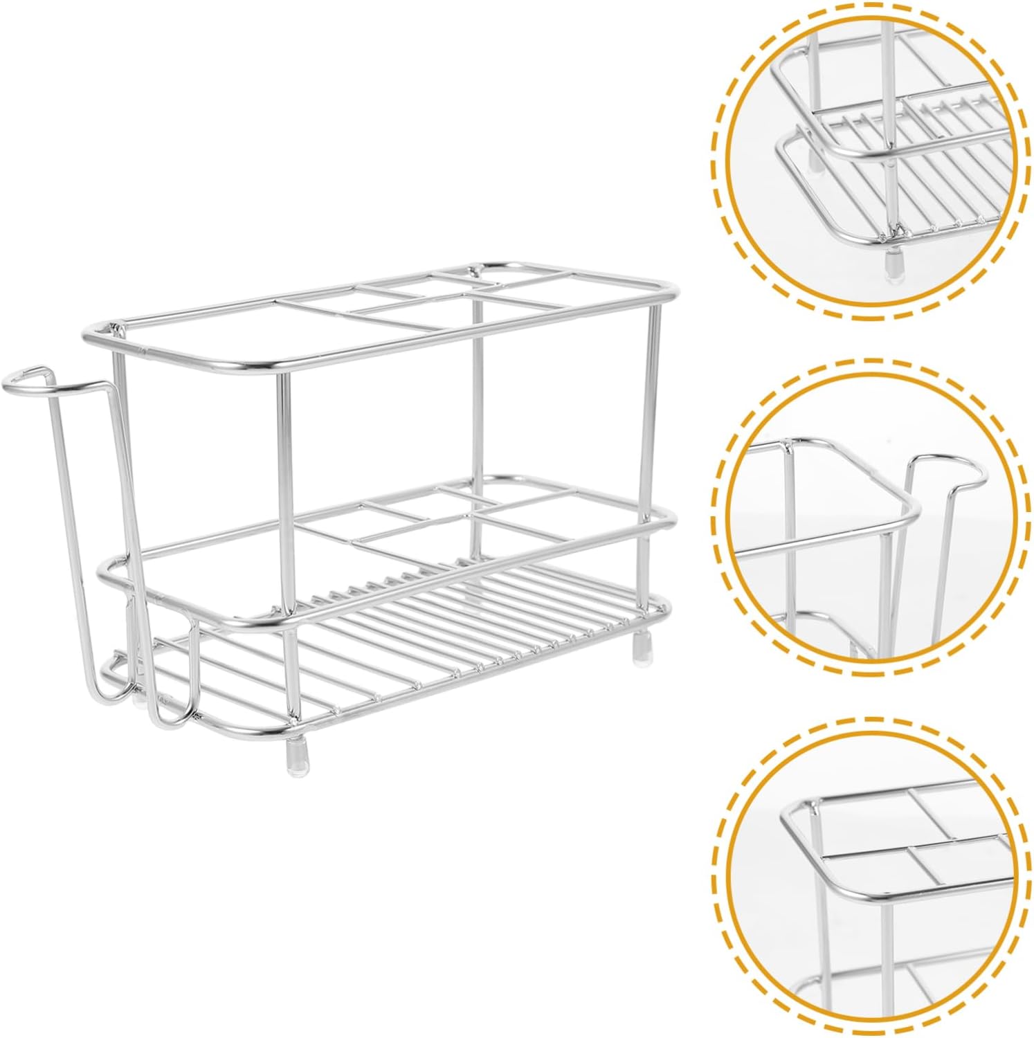 Cabilock 5pcs Stainless Steel Toothbrush Holder Multi-functional Bathroom Organizer Space-saving Design for Toothbrushes and Toothpaste Compartment Storage