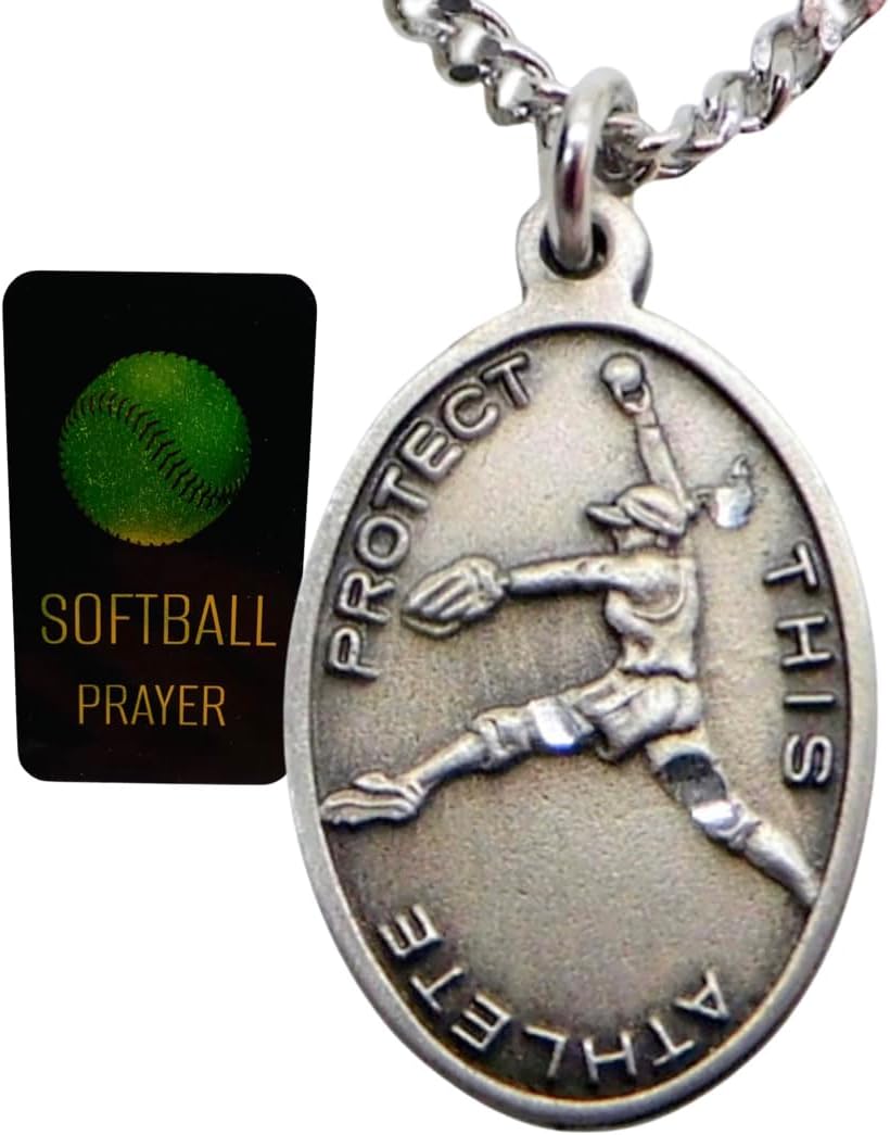 Westmon Works Softball Pewter Medal Ladies Necklace Set with Stainless Steel Chain with St Sebastian Boxed Prayer Card Saint Expressions Premium Jewelry for Athletes - Image 4