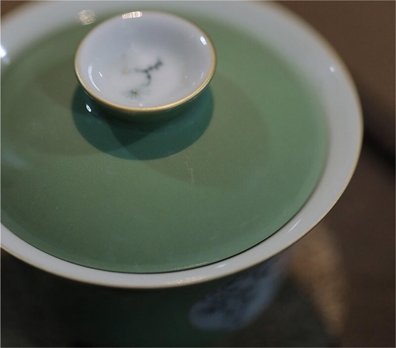 105 ml antyczna ręcznie malowana sosna Gaiwan retro zielone otwarte okno herbata Tureen pokrywa do zaparzania herbaty miska herbata kung fu