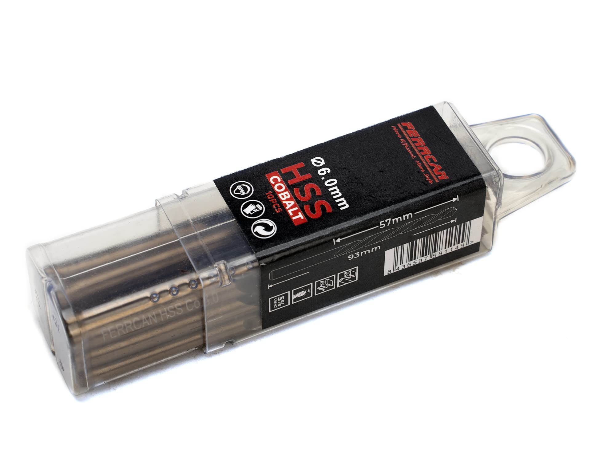 Brocas para metal HSS DIN338 M35 5% cobalto para taladrar en acero inoxidable, hierro y otros metales (paquete de 10 unidades por medida) (6mm)