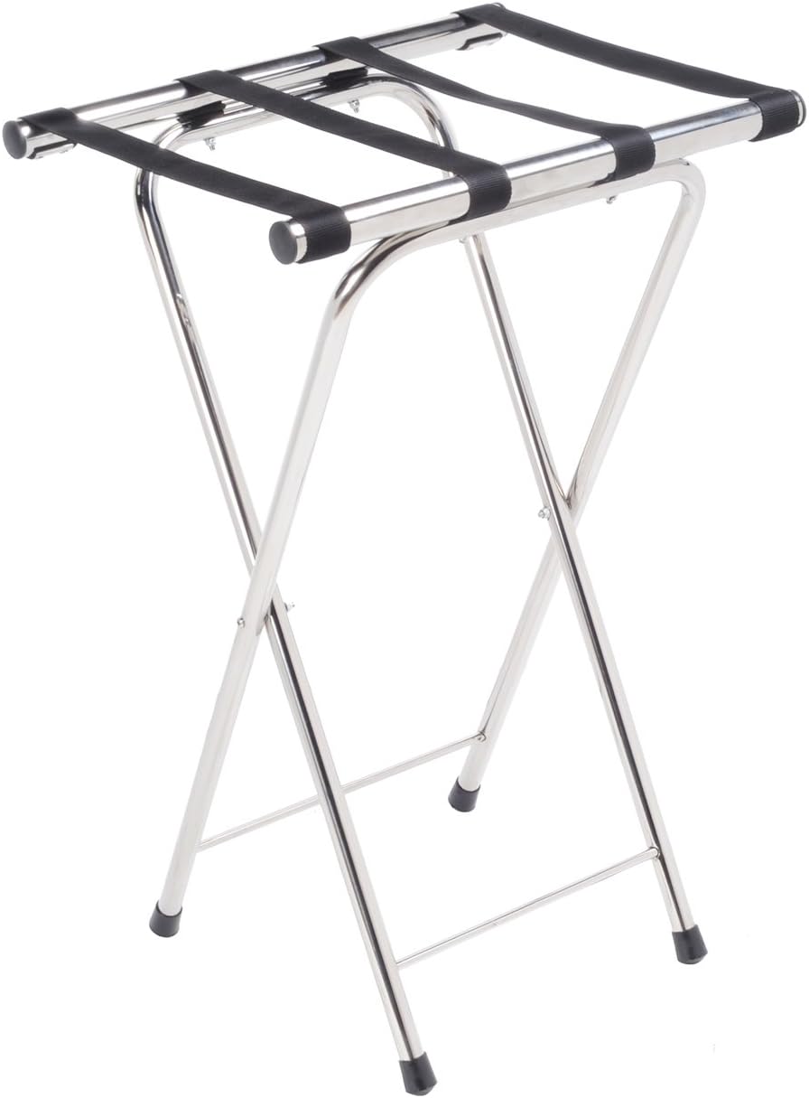 Amazon.com: AMENITIES DEPOT Folding Chrome Stainless Steel Tray Stand ...