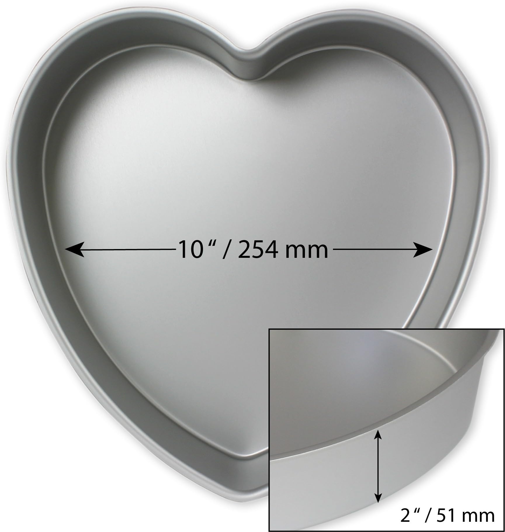 PME Anodised Aluminium Heart Cake Pan 10 x 2-Inch Deep, Silver, 10-inch - Image 2