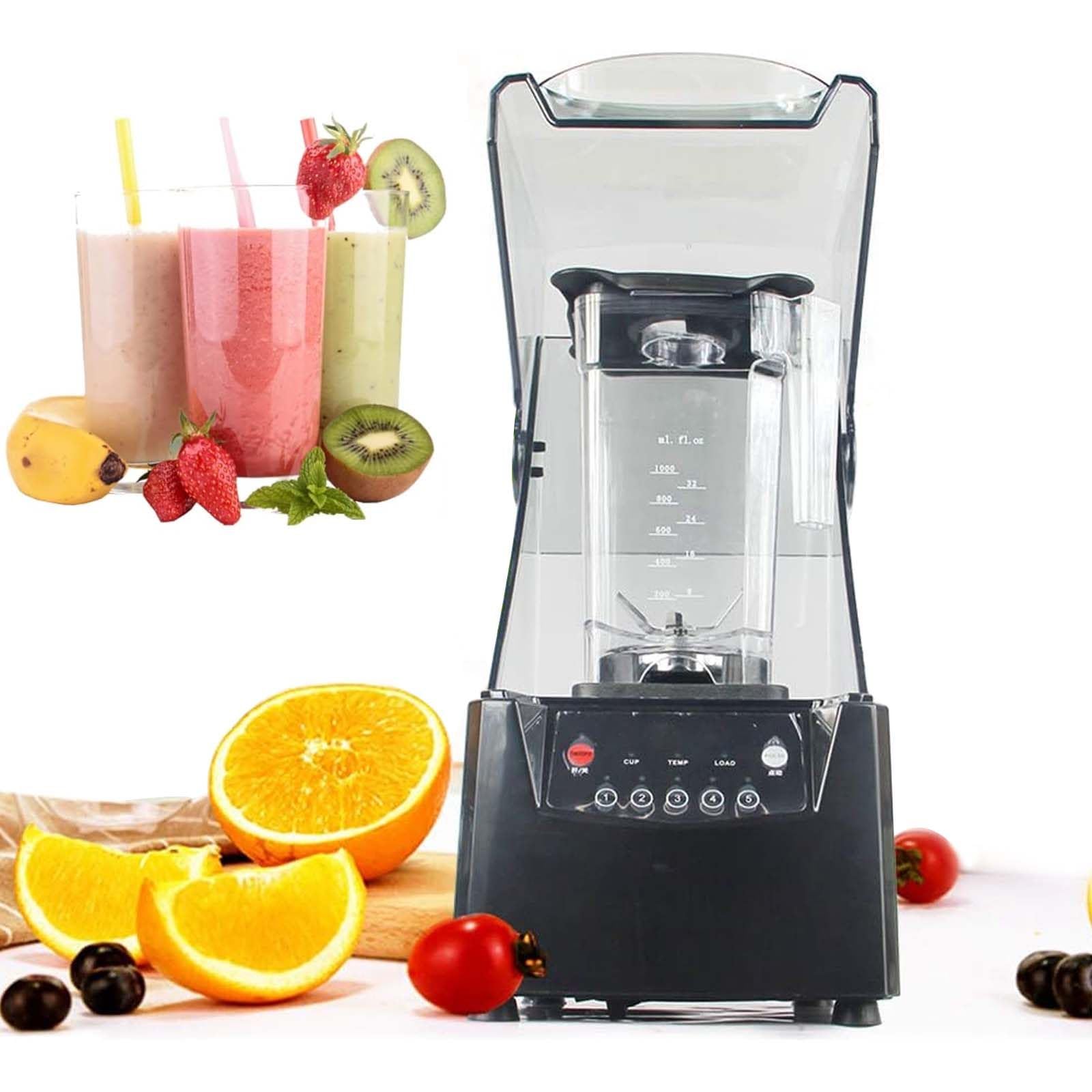 Komercyjny blender z osłoną dźwiękoszczelną, moc 2600 W, pojemność 0,48 Gal, 5 ustawień czasu, zdejmowane ostrza do smoothie, owoców, warzyw w kuchni lub restauracji