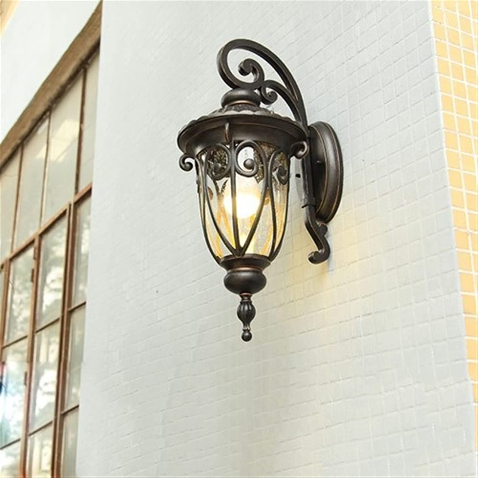 Lampada da Parete Moderna per Esterni, Lampada da Parete Europea E27, lampade da Parete in Vetro - Applique da Parete in Alluminio in Metallo Industriale retrò Europeo i(Down-Small