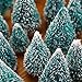SUNREEK 24 Pieces Artificial Mini Christmas Sisal Snow Frost Trees with Wood Base Bottle Brush Trees Plastic Winter Snow Ornaments Tabletop Trees for Christmas Party Home Decoration (Blue-Green)