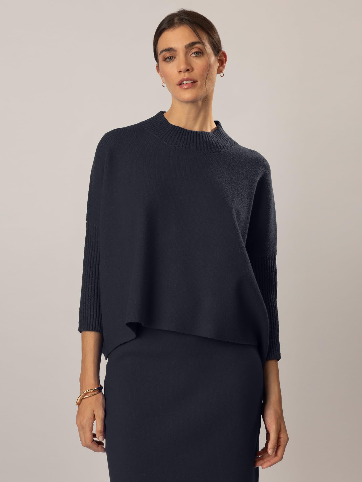 ApartFashion APART sweter oversize z wysokiej jakości materiału syntetycznego, niebieski (nachtblau), 44-46