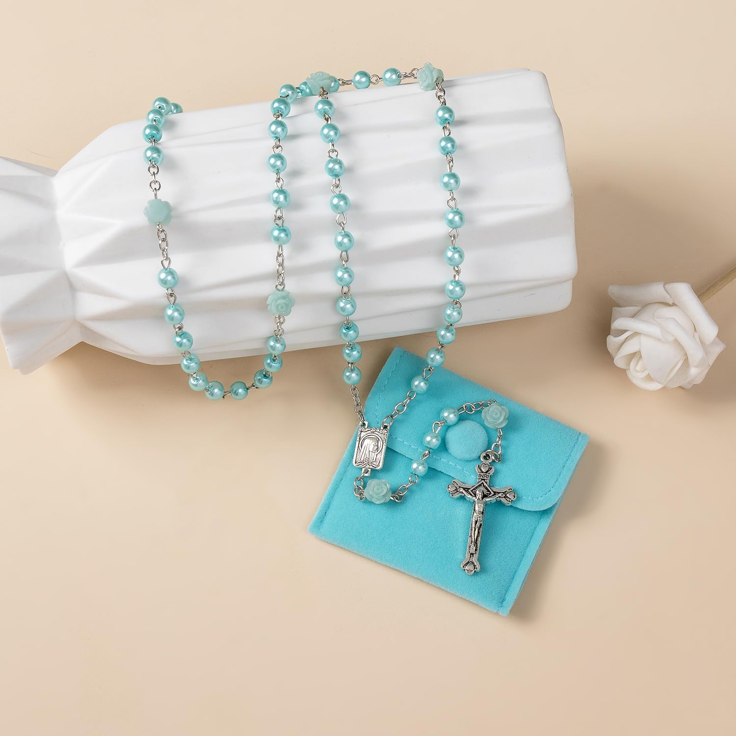 Rosary Beads Catholic for Women - Confirmation Gifts for Teenage Girl,6mm Artificial Pearls Rosary, Exquisite Gifts for Women - Image 3