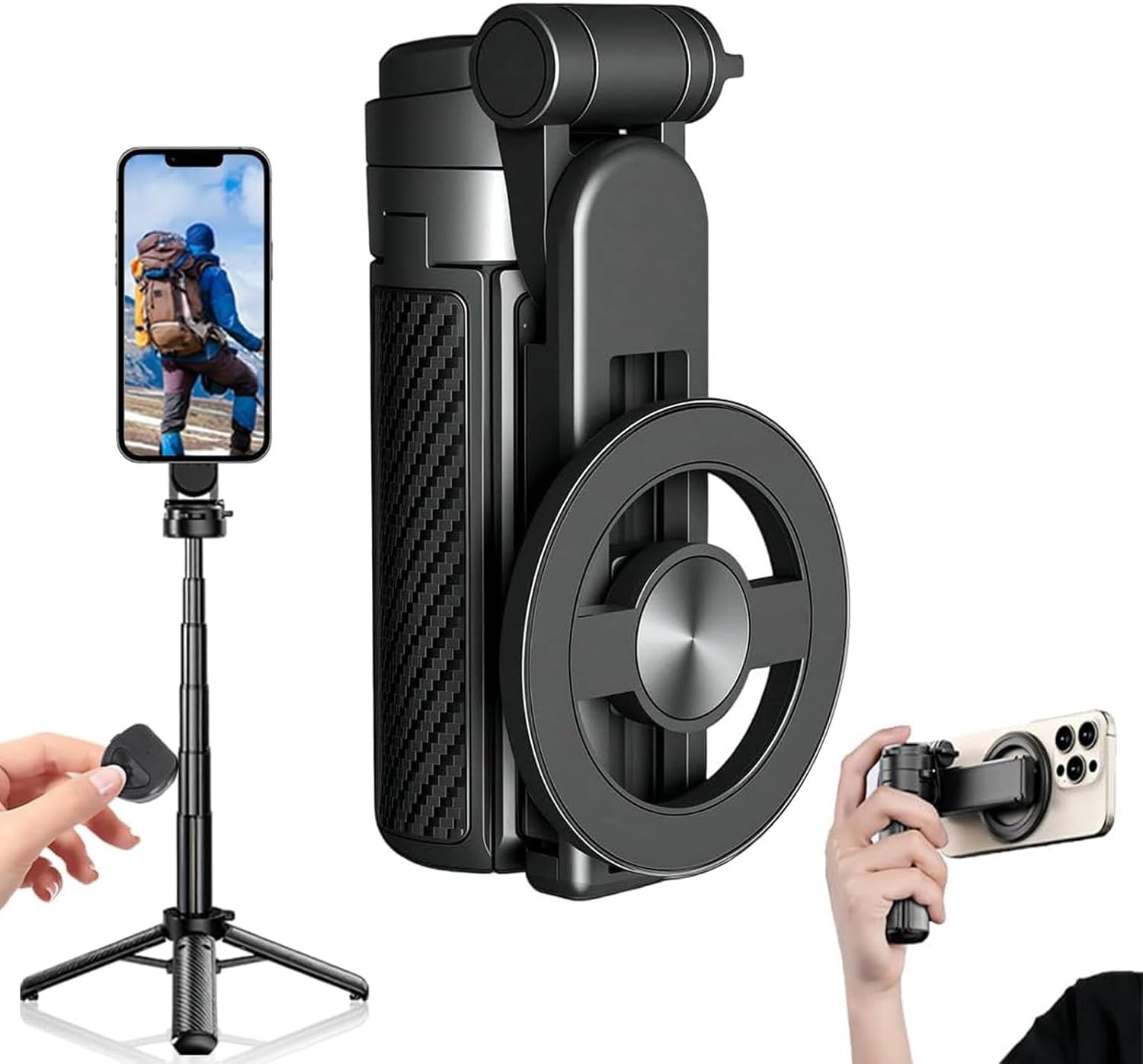 Palo selfie magnético 4 en 1 con mando inalámbrico para Android 8