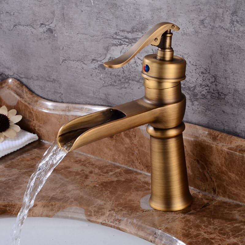 Grifo de baño de un solo mango estilo vintage para lavabos rústicos