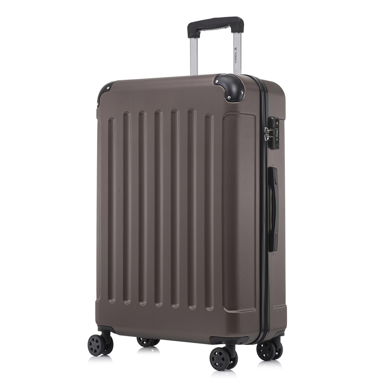 yonsly Koffer Suitcase, Trolley Reisekoffer, Rollkoffer Handgepäck mit 4 Rollen 360°, ABS Hartschalen, Sicherheitsschloss, Weicher Gummigriff, 210D-Futter