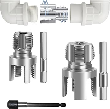 Dual-Function Pipe Threading Tool, Pipe Thread Cutting Tool, 1/2 3/4 1 Dies, PVC Pipe Threader Kit for PVC Water Pipes, Industrial Maintenance, Home DIY 1/2"+3/4"