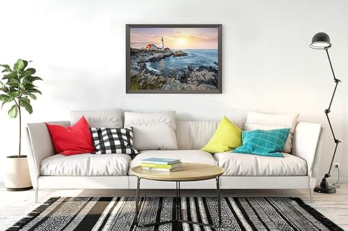 Miniatura 2 de Kit de pintura de diamante 5D para bricolaje, faro, Portland, luz de cabeza, atardecer, Maine, océano, costa atlántica, 12 x 16 pulgadas, para
