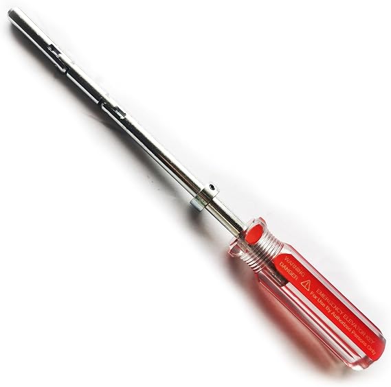 Elevator Drop Key Double Knuckle Emergency Drop Key Red Handle with Printed Warning (1)