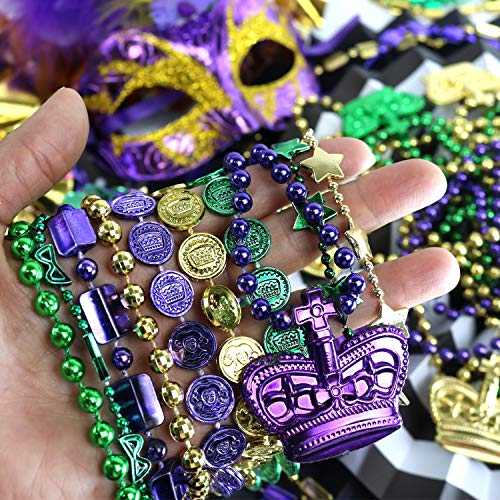 GiftExpress 100 Pcs Mardi Gras Metallic Bead Necklaces for Favors, New Year Parade, St Patrick Day Celebrations, Christmas Decorations, Tailgating, Gaysby Themed Party4
