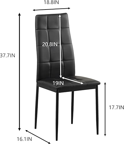Miniatura 2 de Juego de 6 sillas de comedor, modernas de piel sintética, cómodas y tapizadas, modernas, asientos laterales de metal grueso, sillas de mostrador de