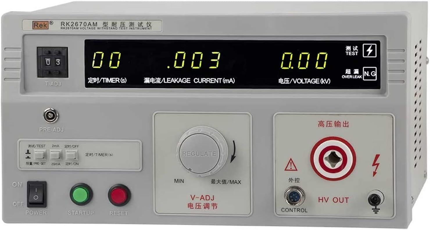 Insulation Resistance Tester, RK2670AM Desktop High Voltage Tester Withstanding Voltage Tester AC Voltage 5KV Tester Meter (220V AC) / Hipot Tester(RK2670AM (Single AC))