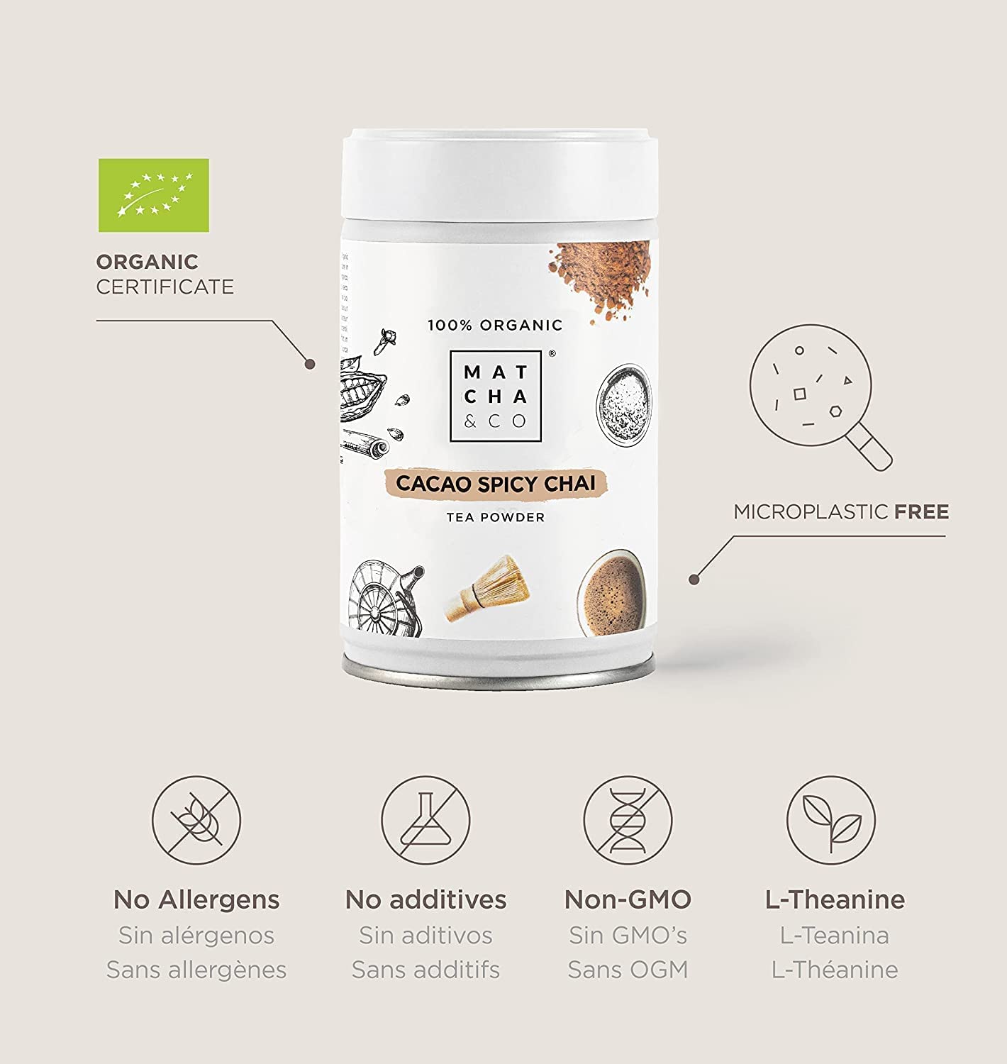 Té Cacao Spicy Chai Ecológico en Polvo 100g con Especias Naturales