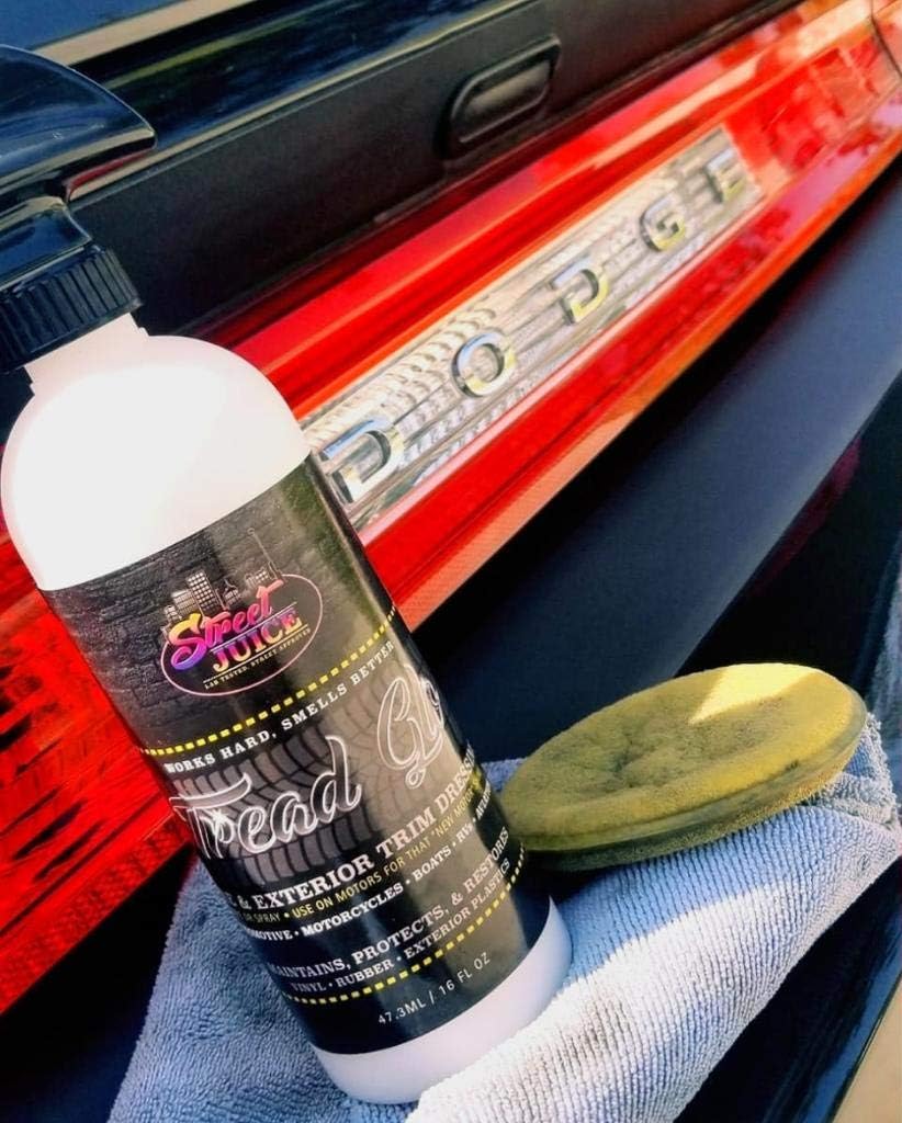 Tread Glo TG-1 Tire and Exterior Trim Dressing Long Lasting Super Shine Dressing for Tires, Rubber, Plastic, Trim and More Safe for Cars, Trucks, SUVs, RVs & More 1 Gallon