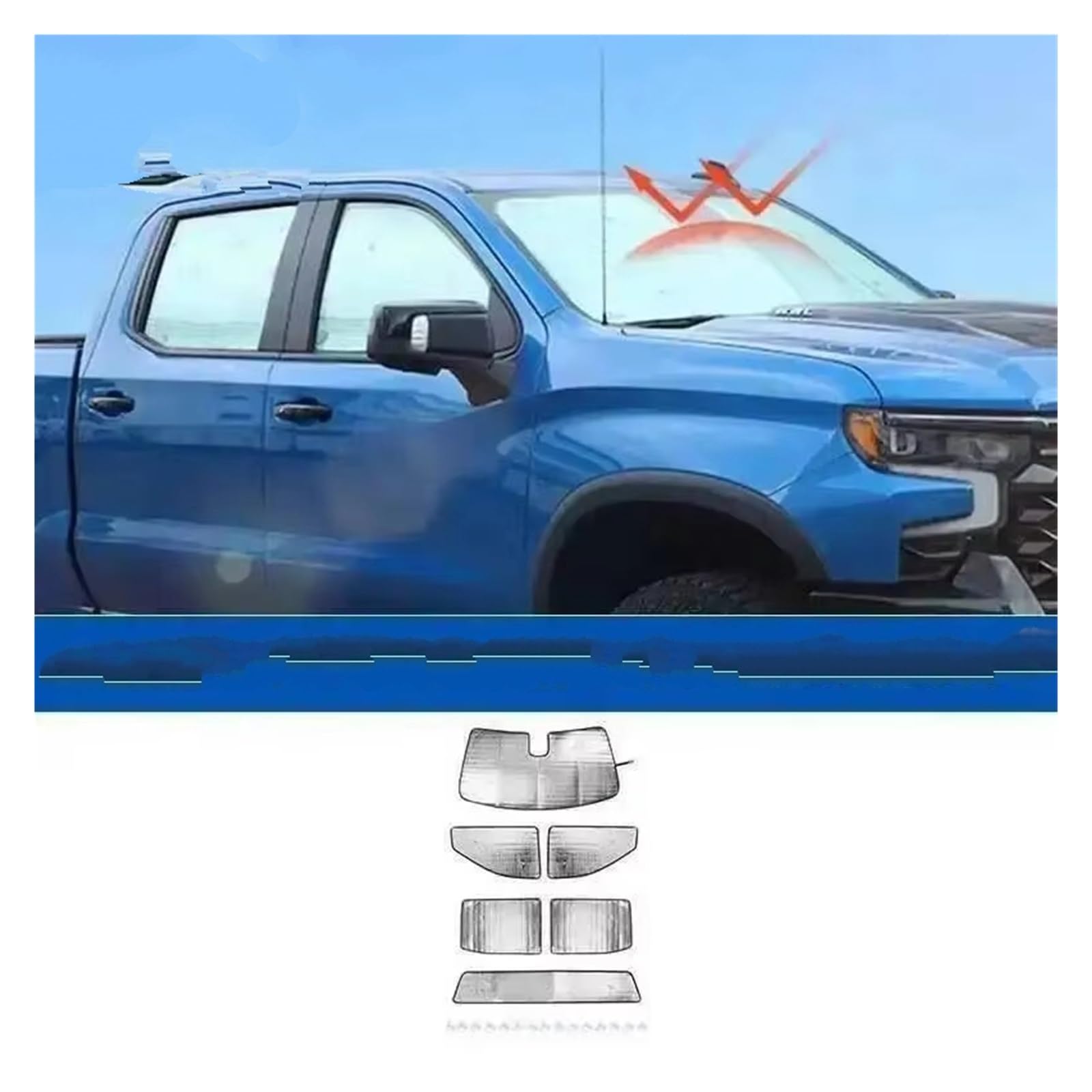 Parasol para Coche para Chevy para Silverado 2019-2025 Parabrisas Delantero Trasero Protección UV Cove Parasoles Ventana Coche