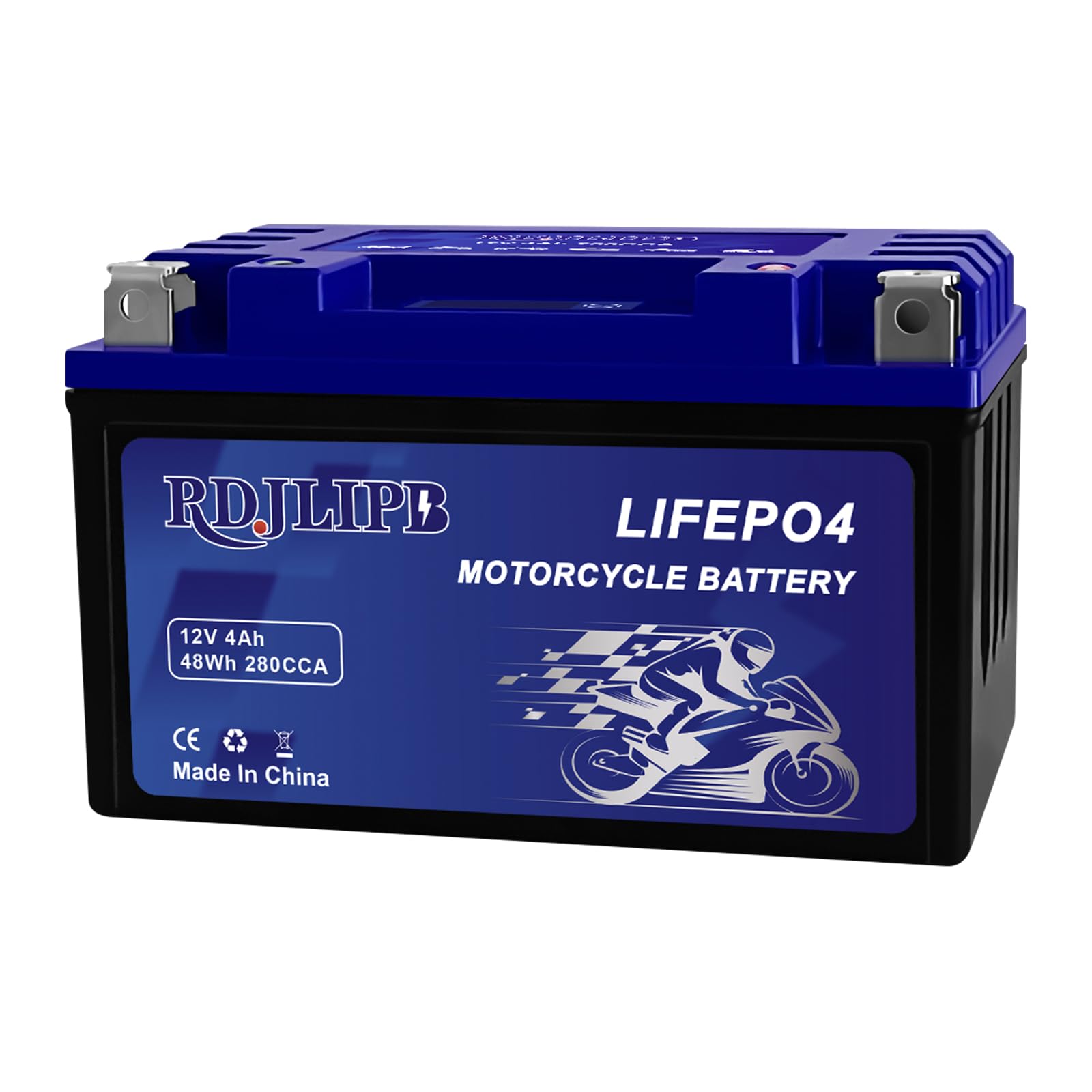 YTX12-BS Lithium LiFePO4 Motorcycle Battery, 12V 4Ah 280 CCA Powersports Battery with Smart BMS and LCD Display, Compatible for ATV, UTV, Snowmobile, Jet Ski, 4 Wheeler, Motor bike, Lawn Mower