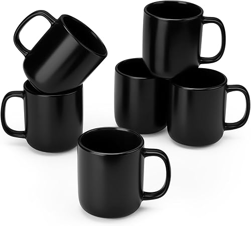 Miniatura 13 de vancasso Juego de 6 tazas de café de porcelana, tazas de café de cerámica de 16 onzas para té caliente americano, café helado, café frío, cacao y
