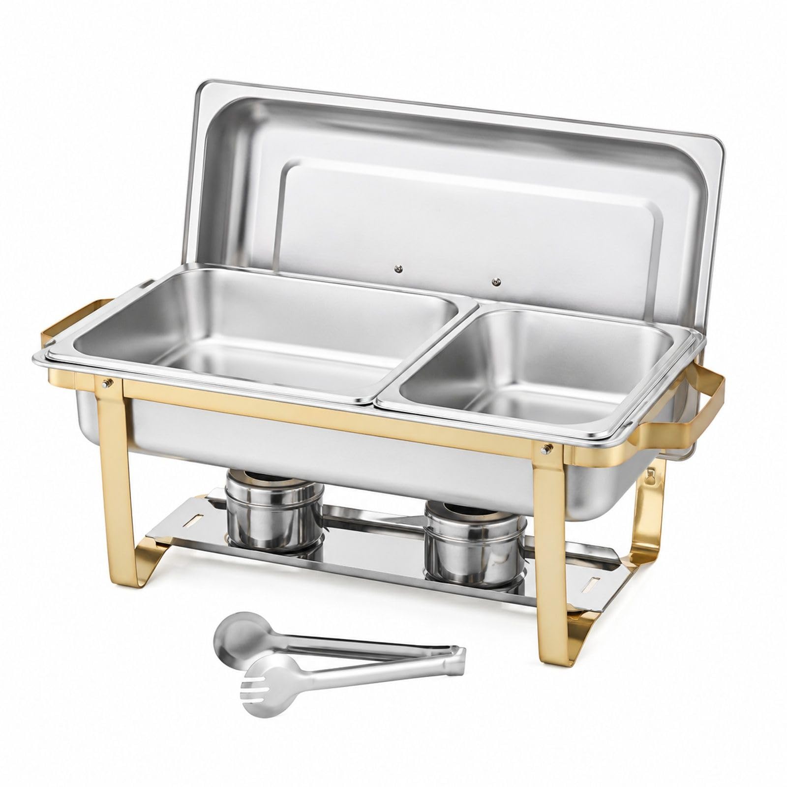 Rechteckiger Chafing Dish 4-teilig 7,5 L aus Edelstahl in Goldoptik für Buffet und Hotel