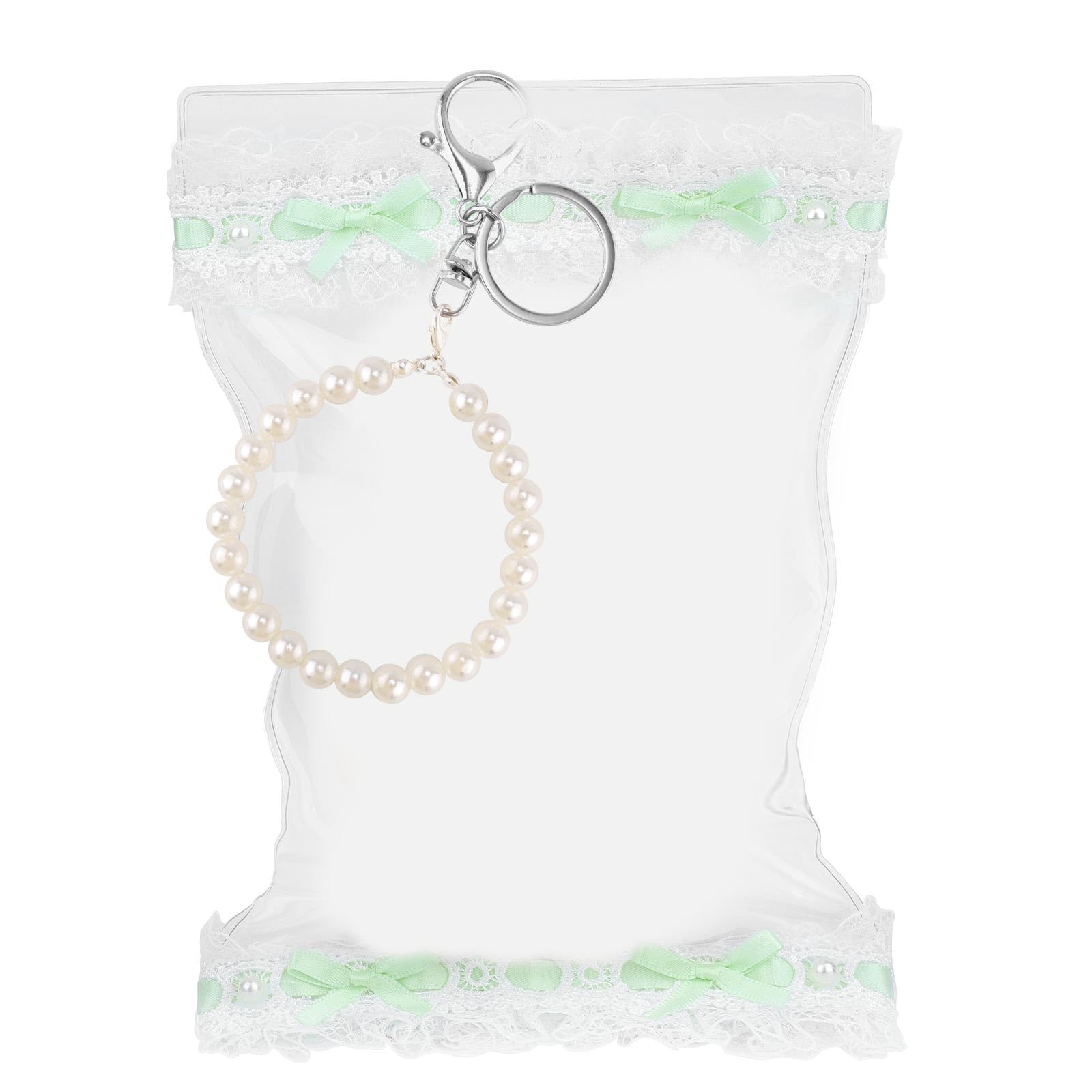 Tinoaly Clear Figure Display Bag, 5.9x9.8 Inch Waterproof Doll Display Bag PVC transparent Doll Carrying Protective Case with Pearl Keychain for Toy