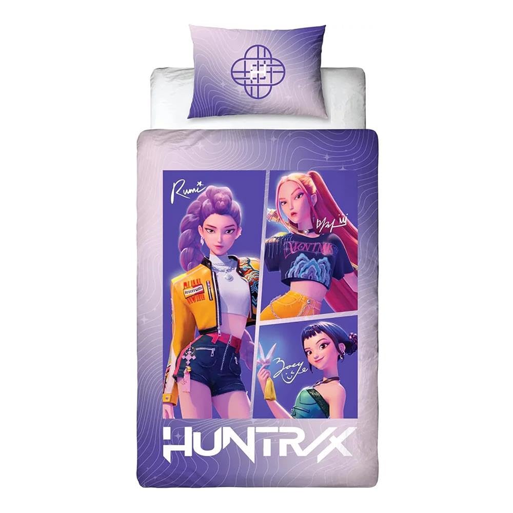 Halantex KPop Dämonenjäger Huntrix & Saja Jungen-Bettwäsche-Set, Violett