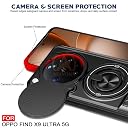 AELVOUX Oppo Find X9 Ultra 5G Back Cover | Armor Camera Slider 360 Degree Rotating Finger Ring Holder Case with Bracket Stand Back Case Cover (Compatible with MagSafe Accessories) (Black) gallery image