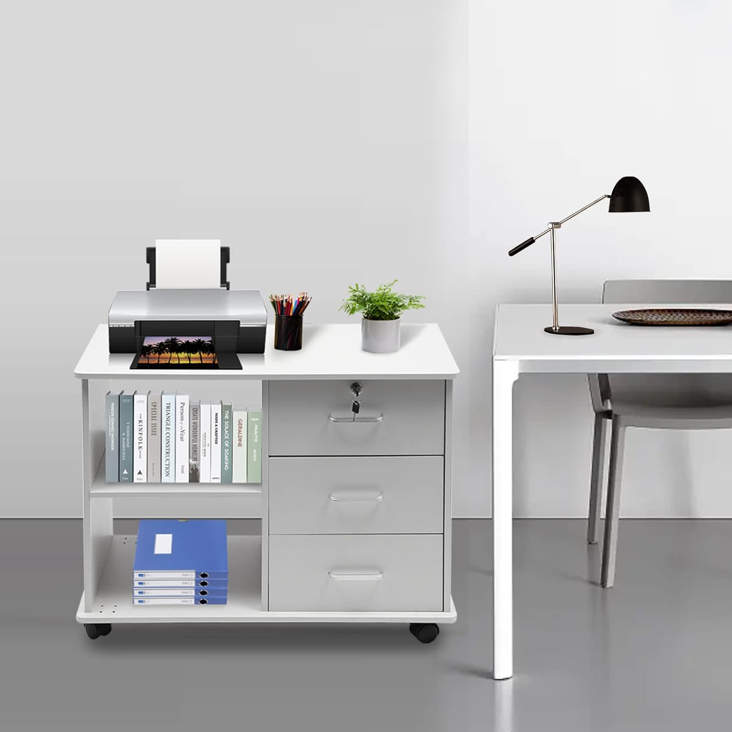 Gdrasuya10 Rolling Printer Stand on Wheels Mobile File