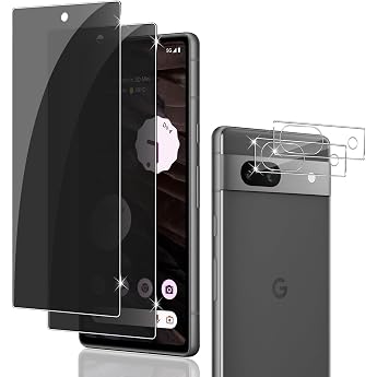 Holilo 2 + 2 Pieces for Google Pixel 7A Privacy Screen Protector for Tempered Glass Anti-Spy Privacy Screen Protector Protect Screen Protector Black Edge Privacy Protective Glass