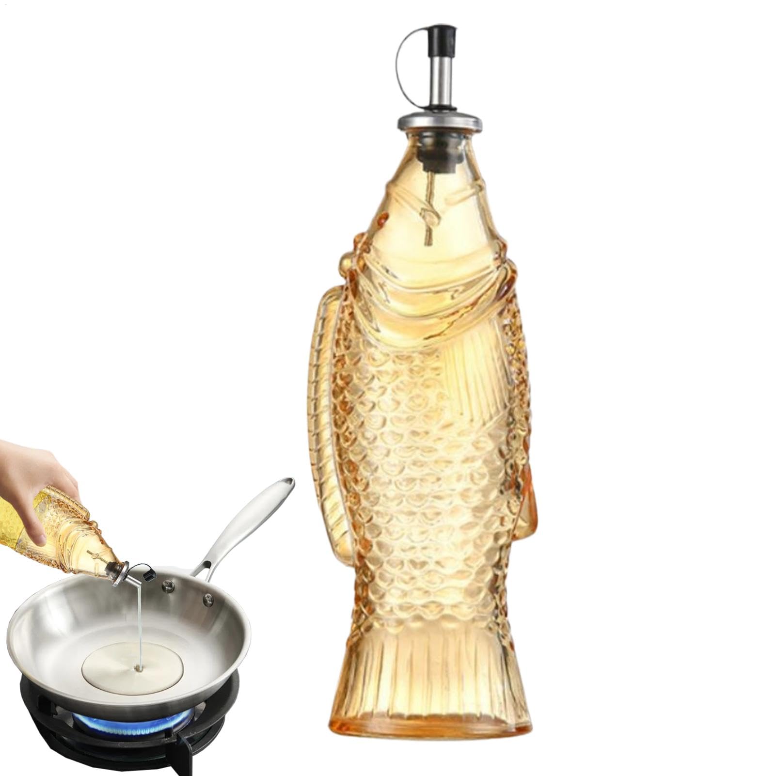 Amazon.co.jp: Fierudeng 魚型ガラスボトル 500ml - ビンテージ魚型