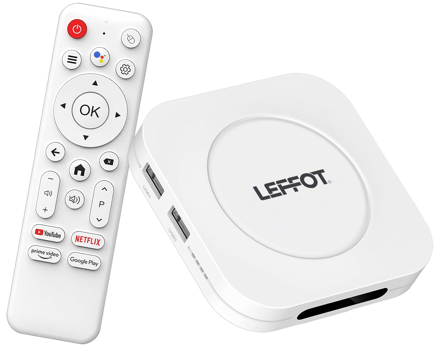 LEFFOT Android 14 TV Box 2025, 4K Ultra HD Smart TV-Box Android, 4GB RAM + 32GB ROM, Support Voice Control, 2.4G & 5G WiFi6, BT 5.4, 100M Ethernet, HDR10, RK3528 Quad Core 64 bit Arm Cortex-A53