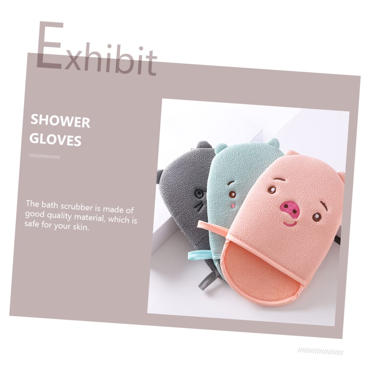 minkissy 9pezzi Esfolianti Per Doccia Per Profonda Cartoon Per Esfoliazione e Colori Grigio Blu Rosa