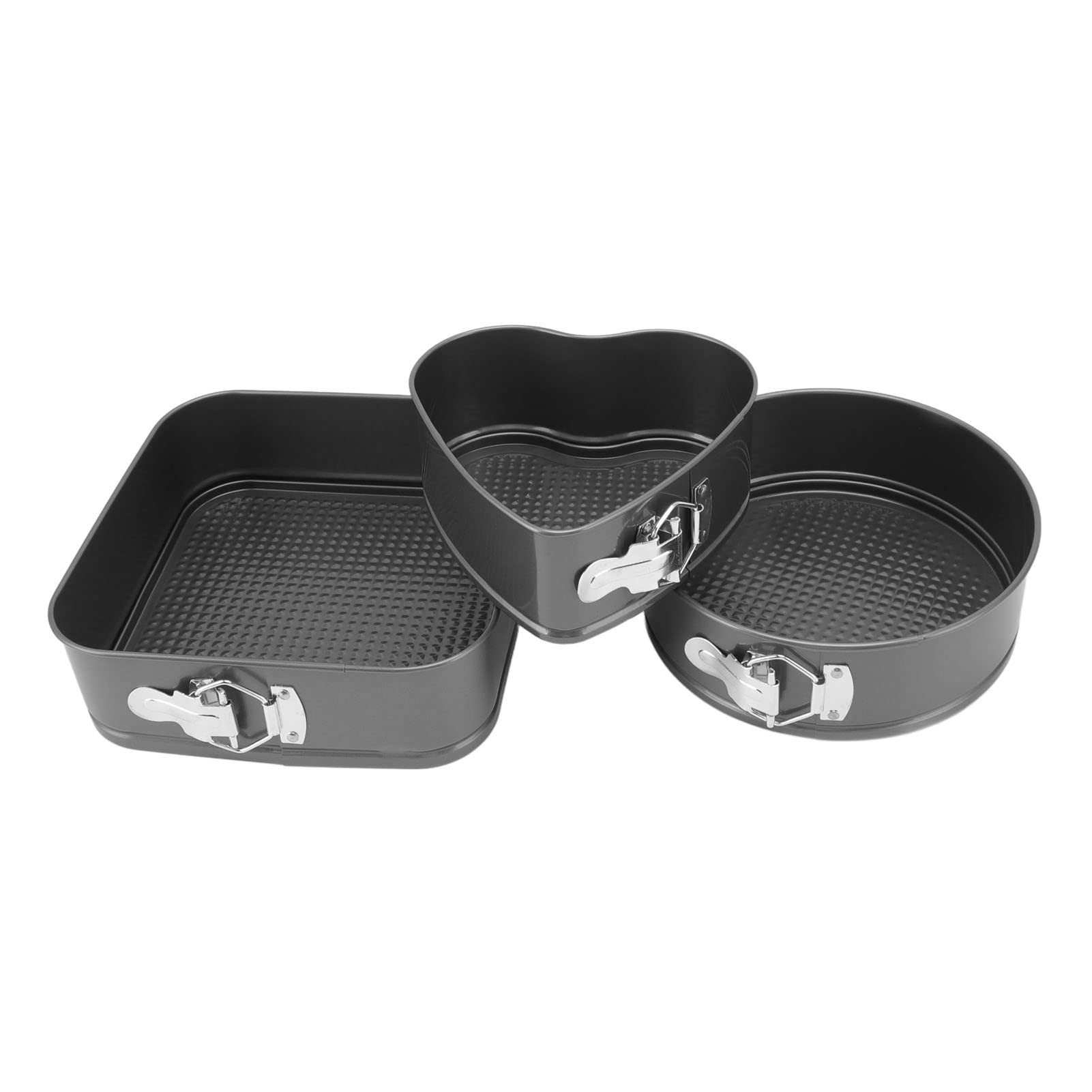 Springvorm vierkant, taartvormset, 20/22/24/cm, vierkant, zwart metallic, platte bodem, afneembare platte bodem, lekvrij, anti-aanbak, taartvorm voor het bakken van verschillende cakes en brood