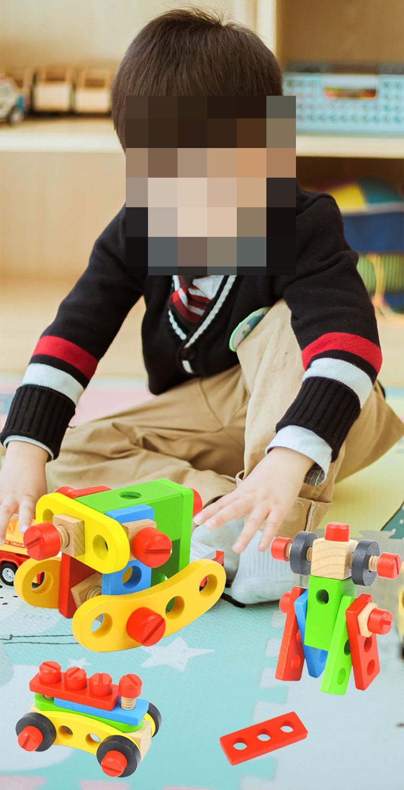 Blocchi di Costruzione a Vite di Legno, Set di Costruzione STEM | Giocattolo di Montaggio a Viti, Blocchi di Costruzione Staccabili