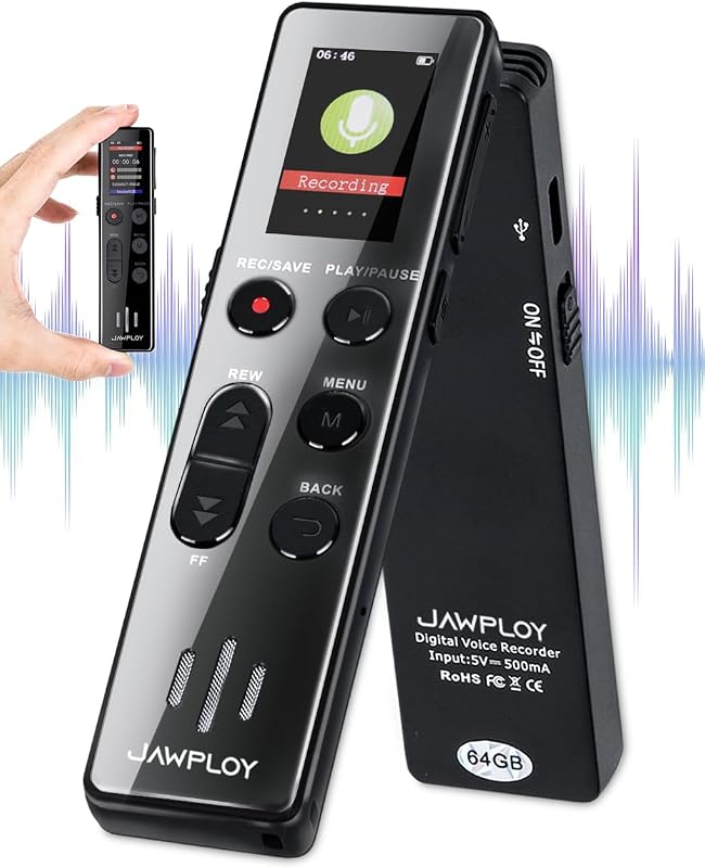 64GB Digital Voice Recorder with Playback - 4400 Hours Voice Activated Recorder with Sound Clarity Enhancement, Portable Recorder Recording Device for Lectures Meetings, USB, Password, MP3