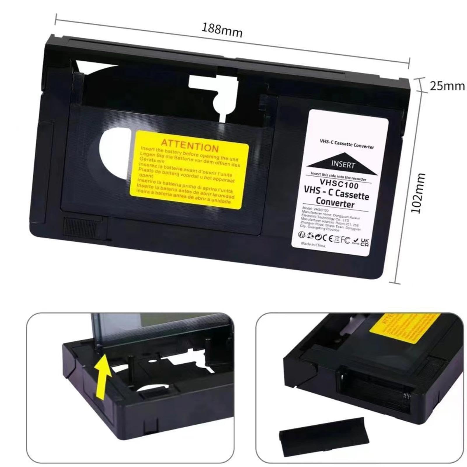 Adaptateur VHS-C pour Magnétoscopes, Convertisseur 12 Mm C vers VHS