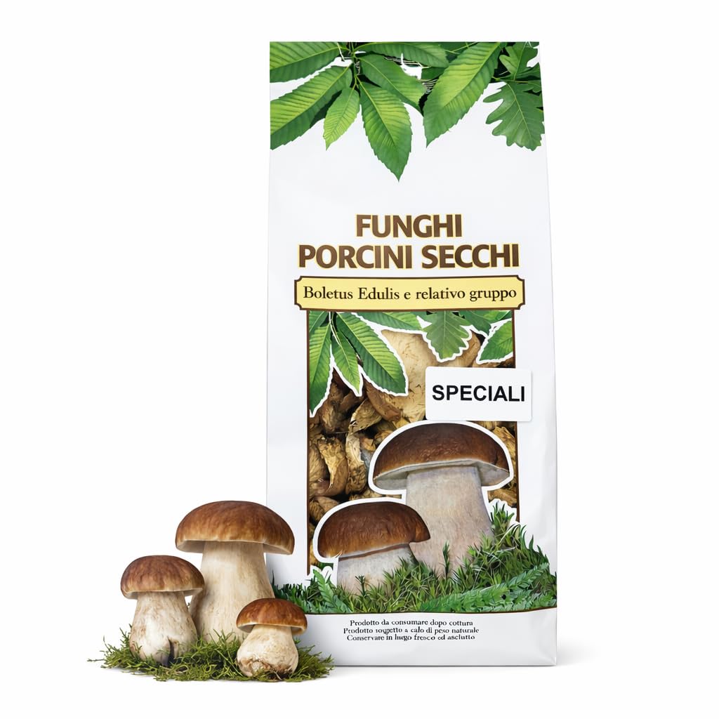 Funghi Porcini Secchi 250 g Amico Bosco – Boletus Edulis Selezionati – Funghi Essiccati Naturali Ideali per Risotto, Pasta, Sughi e Ricette Gourmet - Qualità Speciali