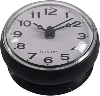 Jufjsfy Reloj de ducha impermeable de 7 cm para cocina o baño, con ventosa, color negro