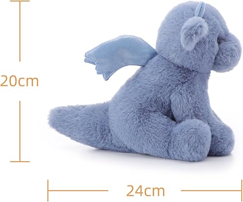 Vista 21 de Apricot Lamb Juguetes de peluche verde de peluche dragón dinosaurio animal de peluche suave perfecto para niños 8 pulgadas Negro,Azul oscuro,Verde