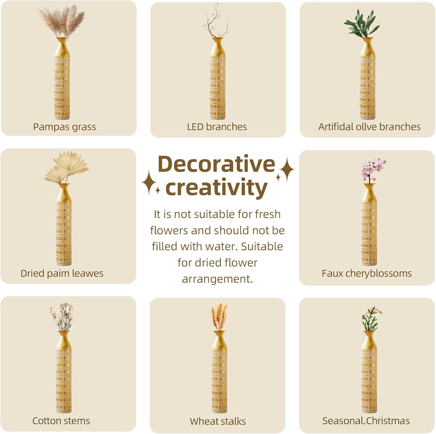 Floor Metal vase, Industrial Style, Modern Style Decoration, Home Metal vase, Gorgeous Home Decoration, Large Glazed vase (H:25.2)