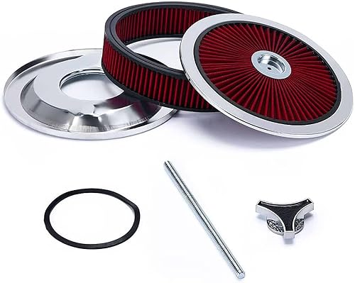 Miniatura 2 de Filtro de aire de repuesto de alto flujo 43661 compatible con Chevrolet GMC Ford de 14 x 3 pulgadas, tapa de flujo de flujo, lavable y reutilizable,