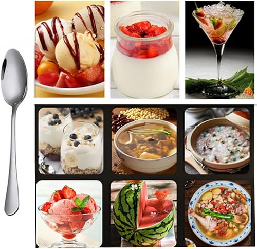 Miniatura 4 de Juego de 20 cucharas de cena de 6.8 pulgadas y 7.3 pulgadas, cucharas de acero inoxidable, cucharadas pulidas con espejo, uso para el hogar, cocina